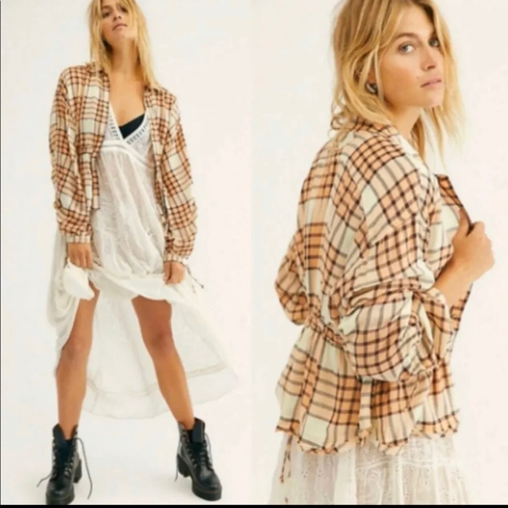 We The Free Peach Tree Combo Plaid Top - Picture 3 of 13